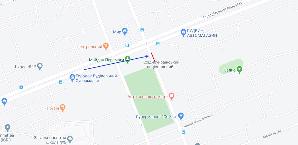 IDMedia Наружная реклама в городе Северодонецк (Луганская область), Экран в городе Северодонецк №220800 схема