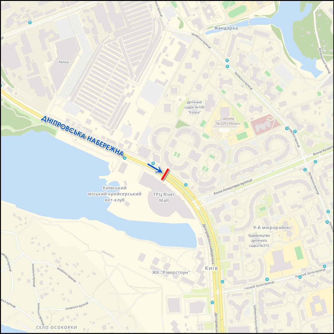 IDMedia Наружная реклама в городе Киев (Киевская область), Экран в городе Киев №232198 схема