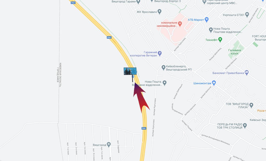 IDMedia Наружная реклама в городе Вышгород (Киевская область), Билборд в городе Вышгород №232284 схема