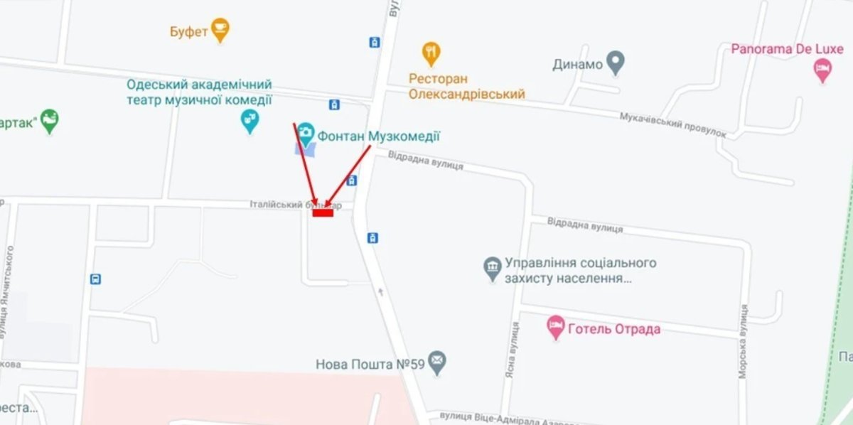 IDMedia Наружная реклама в городе Одесса (Одесская область), Брандмауэр в городе Одесса №238653 схема