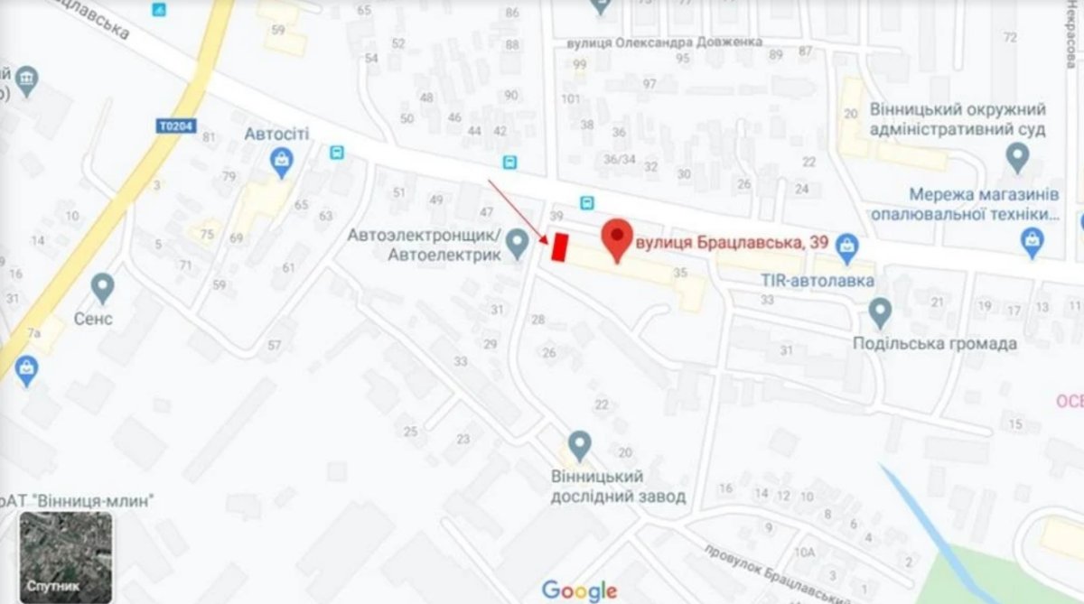 IDMedia Наружная реклама в городе Винница (Винницкая область), Брандмауэр в городе Винница №238673 схема