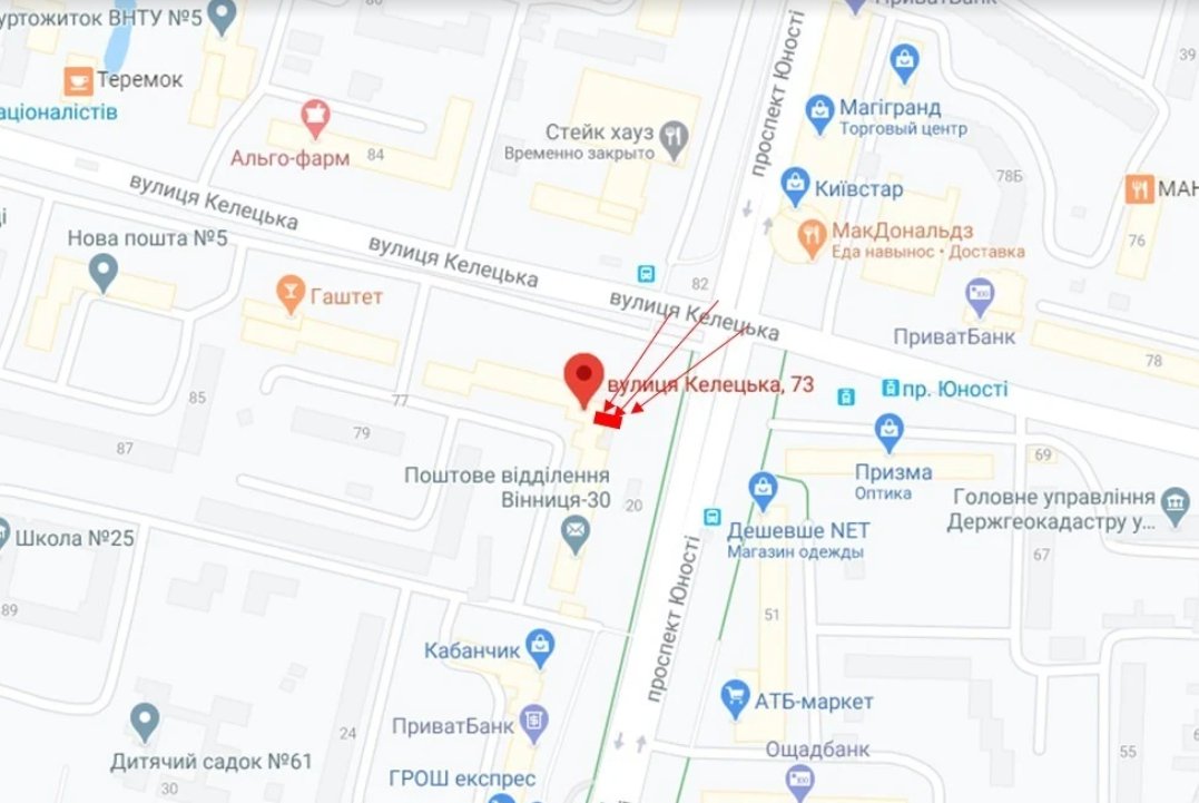 IDMedia Наружная реклама в городе Винница (Винницкая область), Брандмауэр в городе Винница №238674 схема