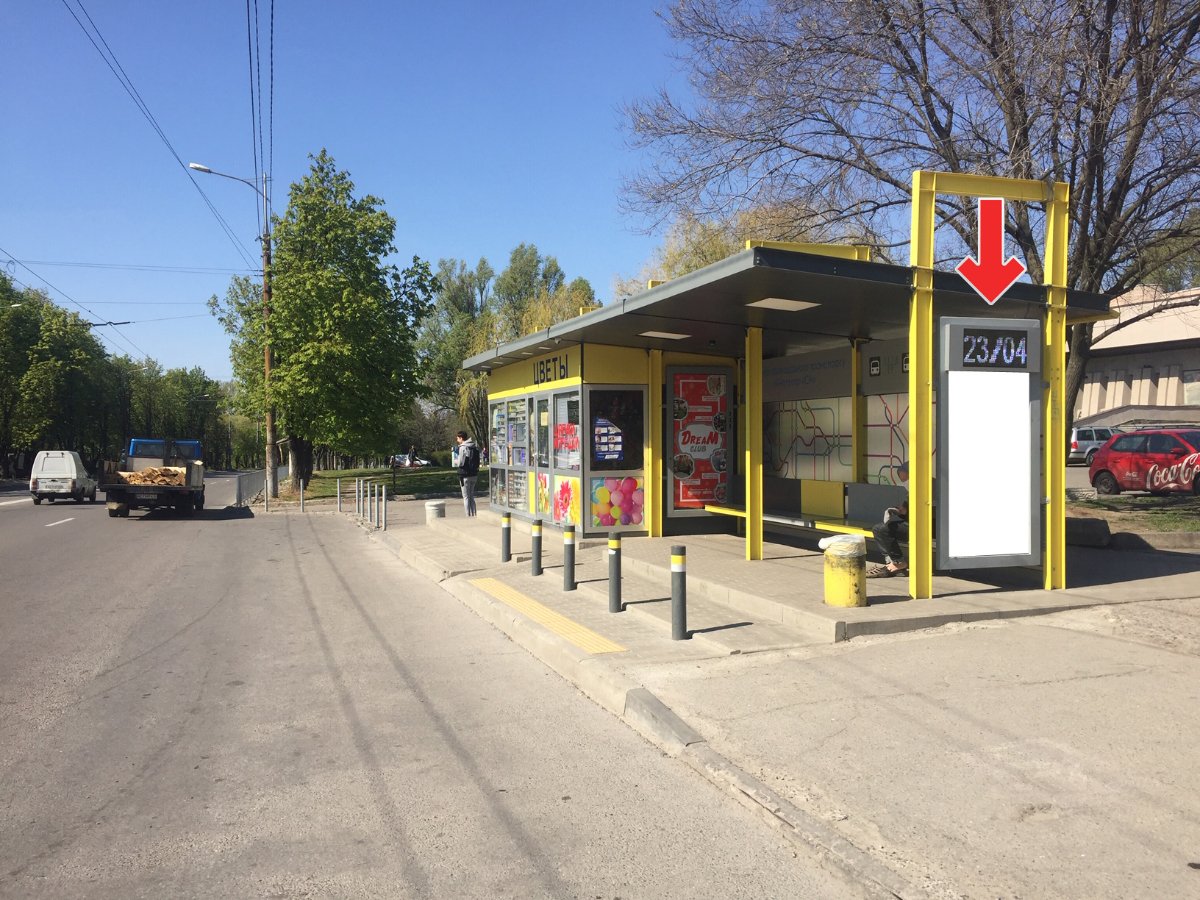 Остановка формат 0,8х1,58 (перф) №240496 в городе Днепр (Днепропетровская область) `Остановка №240496 в городе Днепр (Днепропетровская область), размещение наружной рекламы, IDMedia-аренда по самым низким ценам!`