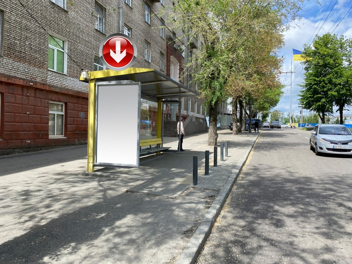 Зупинка формат 1,21х2,01 №240596 в городе Дніпро (Дніпропетровська область) Зупинка №240596 в місті Дніпро (Дніпропетровська область), розміщення зовнішнішньої реклами, IDMedia-оренда найнижчі ціни!