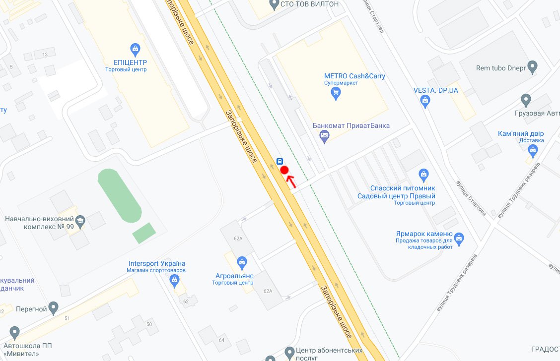 IDMedia Наружная реклама в городе Днепр (Днепропетровская область), Остановку в городе Днепр №240712 схема