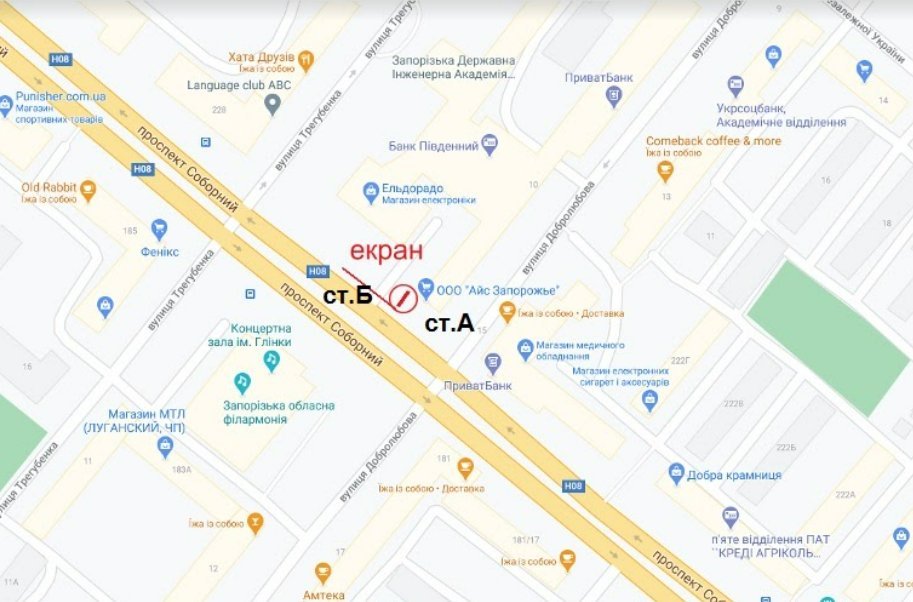 IDMedia Наружная реклама в городе Запорожье (Запорожская область), Экран в городе Запорожье №242927 схема
