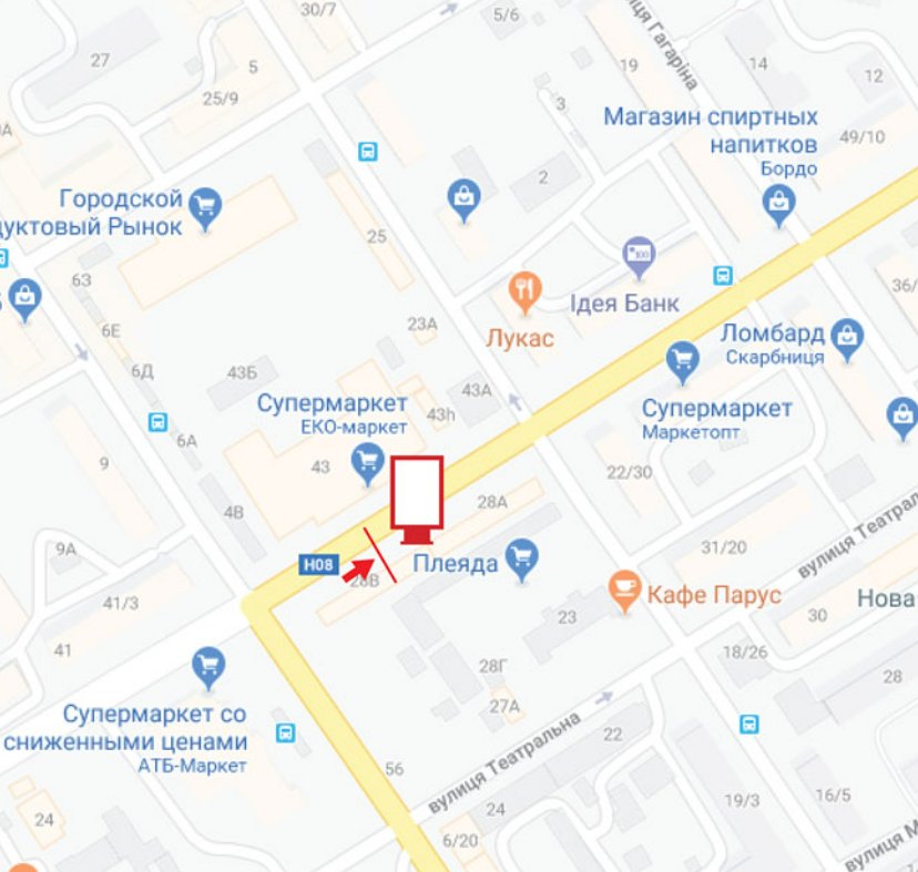 IDMedia Наружная реклама в городе Кременчуг (Полтавская область), Ситилайт в городе Кременчуг №243529 схема