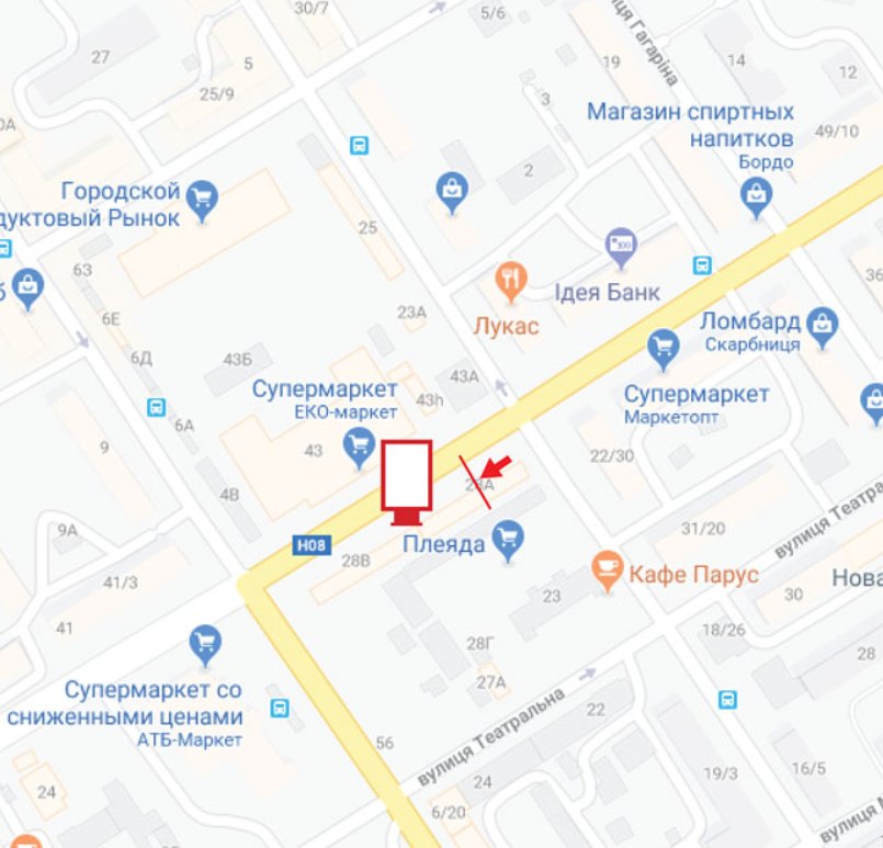 IDMedia Наружная реклама в городе Кременчуг (Полтавская область), Ситилайт в городе Кременчуг №243530 схема