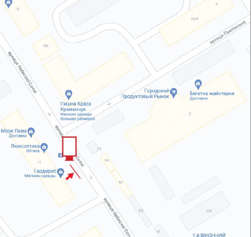 IDMedia Наружная реклама в городе Кременчуг (Полтавская область), Ситилайт в городе Кременчуг №243538 схема