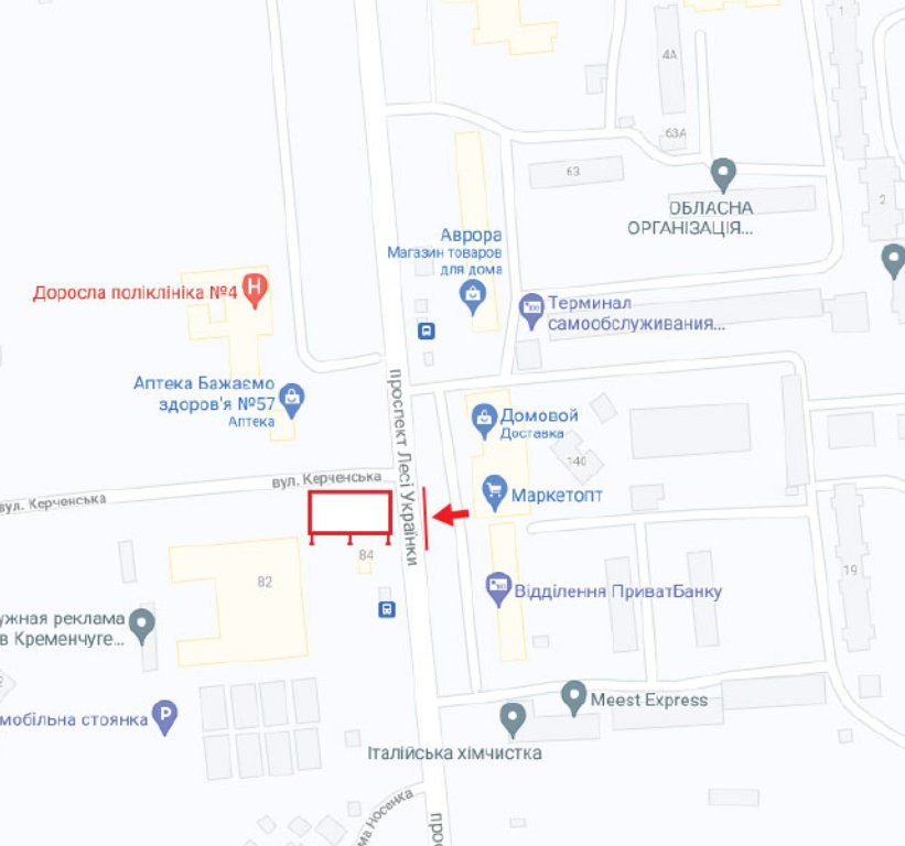 IDMedia Наружная реклама в городе Кременчуг (Полтавская область), Турникет в городе Кременчуг №252700 схема