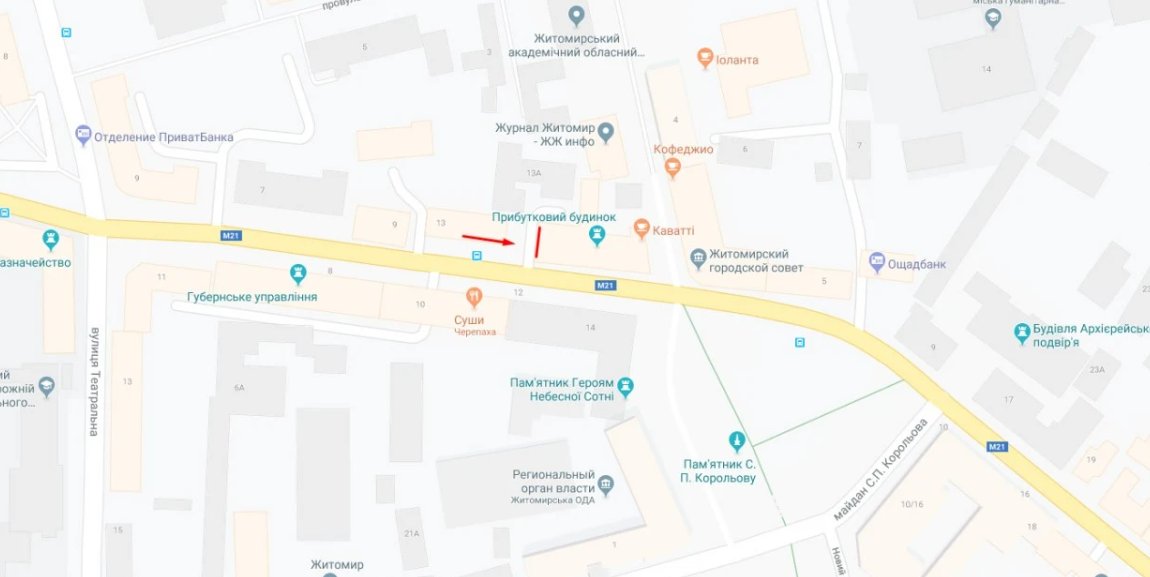 IDMedia Наружная реклама в городе Житомир (Житомирская область), Экран в городе Житомир №260498 схема