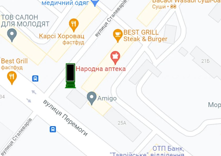 IDMedia Наружная реклама в городе Запорожье (Запорожская область), Тумбу в городе Запорожье №262500 схема