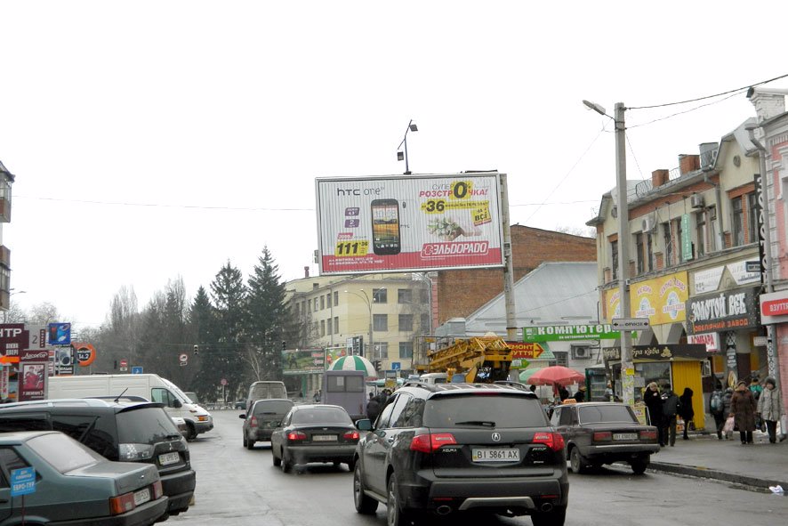 Билборд формат Призма 3x6 №27158 в городе Полтава (Полтавская область) `Билборд №27158 в городе Полтава (Полтавская область), размещение наружной рекламы, IDMedia-аренда по самым низким ценам!`